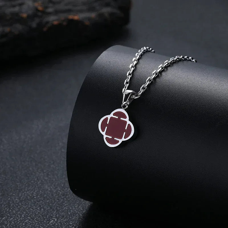 Minimal Floral Charm Pendant Necklace Stainless Steel for Women | Caratix Jewelry - CaratixJewelry